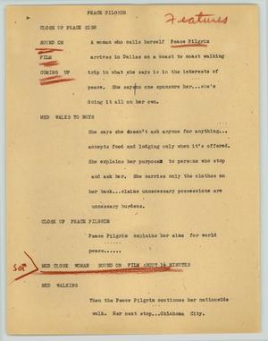 Primary view of object titled '[News Script: Peace pilgrim]'.