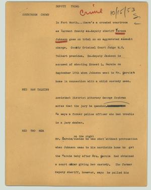 Primary view of object titled '[News Script: Deputy trial]'.