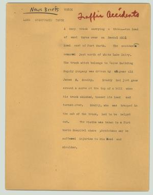 Primary view of object titled '[News Script: News briefs (wreck)]'.