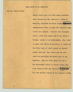Primary view of object titled '[News Script: Woman sworn in as constable]'.