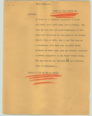 Primary view of object titled '[News Script: Sally Rand]'.