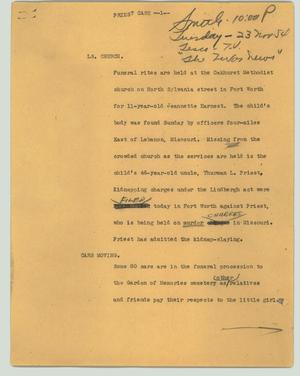 Primary view of object titled '[News Script: Priest case]'.