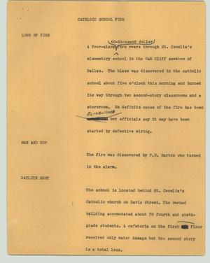 Primary view of object titled '[News Script: Catholic school fire]'.