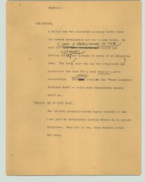 Primary view of object titled '[News Script: Boat]'.