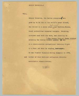 Primary view of object titled '[News Script: Skippy Browning]'.
