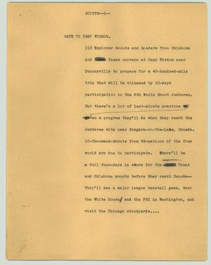 Primary view of object titled '[News Script: Scouts]'.