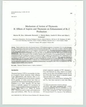 Primary view of object titled '[Journal Article: Mechanism of Action of Thymosin]'.