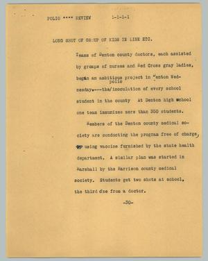 Primary view of object titled '[News Script: Polio - review]'.