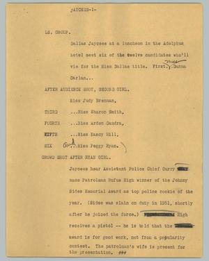 Primary view of object titled '[News Script: Jaycees]'.