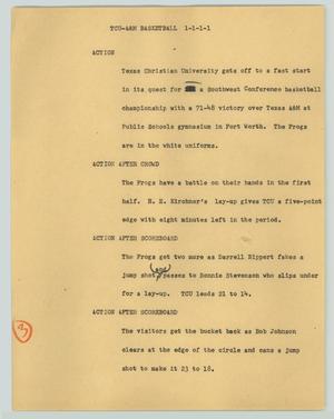 Primary view of object titled '[News Script: TCU-A&M basketball]'.