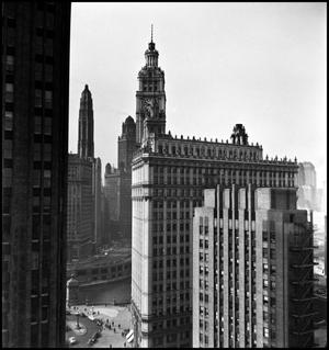 Primary view of object titled '[Aerial view of a downtown Chicago, 3]'.