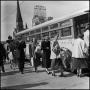 Photograph: [People boarding the trolley]