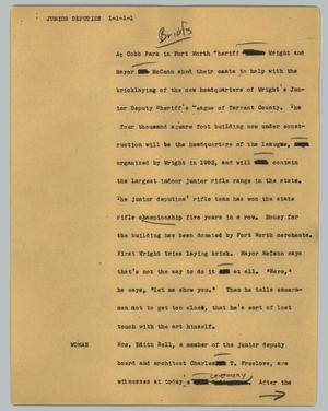 Primary view of object titled '[News Script: Junior deputies]'.