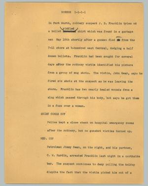 Primary view of object titled '[News Script: Robber]'.