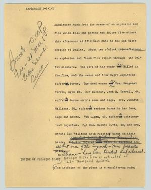 Primary view of object titled '[News Script: Explosion]'.