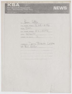 Primary view of object titled '[Faxed Tribute: David Cain Remembering Bill Nelson]'.