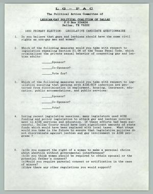 Primary view of object titled '[1992 Primary Election Questionnaires and Information]'.