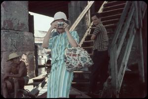 Primary view of object titled 'Arrival at steps to Manaus Market with Mildred Zichner and Manuel'.