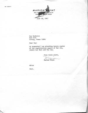 Primary view of object titled '[Letter from Marion Flynt to Ray Bankston]'.