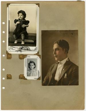 Primary view of object titled '[Album page with eight photographs "women and Frank Sr."]'.