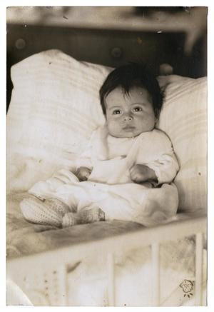 Primary view of object titled '[Baby on crib]'.