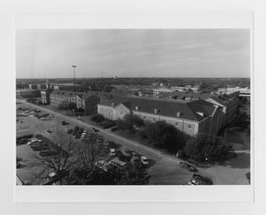 Primary view of object titled '[Aerial Photograph of Parking Lot and Buildings on Chestnut Street]'.