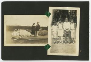 Primary view of object titled '[Album page with four photos "cars/boat"]'.