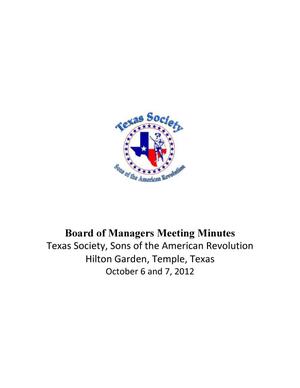 Primary view of object titled '[Minutes of the TXSSAR Board of Managers Meeting: October 6-7, 2012]'.