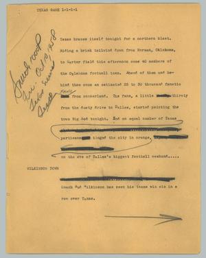 Primary view of object titled '[News Script: Texas game]'.