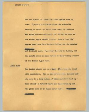 Primary view of object titled '[News Script: Aggies]'.