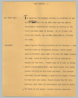 Primary view of object titled '[News Script: Bank robber]'.