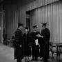 Photograph: [Backstage at a January commencement ceremony, 2]