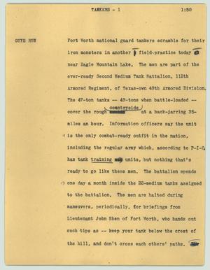 Primary view of object titled '[News Script: Tankers]'.