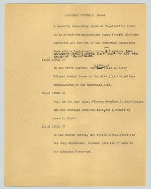 Primary view of object titled '[News Script: Arkansas football]'.