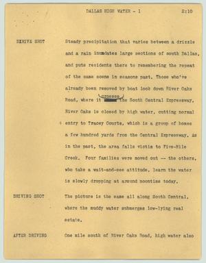Primary view of object titled '[News Script: Dallas high water]'.