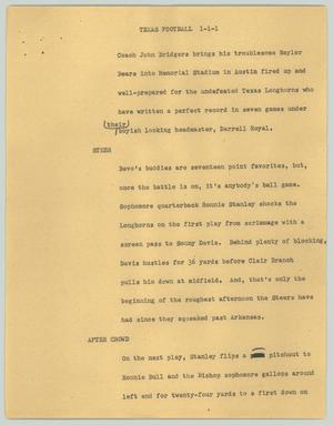Primary view of object titled '[News Script: Texas football]'.
