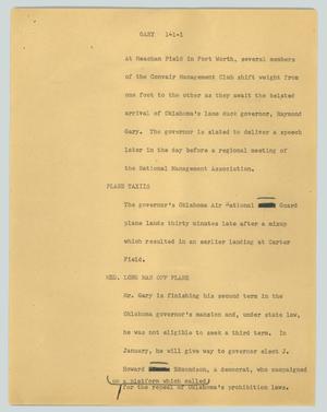 Primary view of object titled '[News Script: Gary]'.