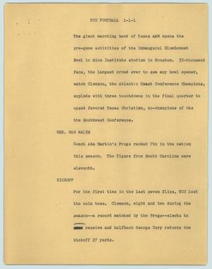 Primary view of object titled '[News Script: TCU football]'.