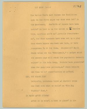Primary view of object titled '[News Script: Toy show]'.