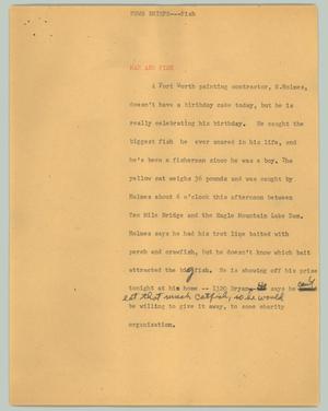 Primary view of object titled '[News Script: News briefs-fish]'.