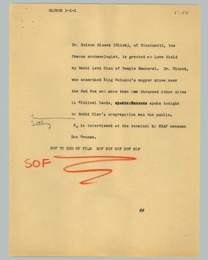 Primary view of object titled '[News Script: Glueck]'.