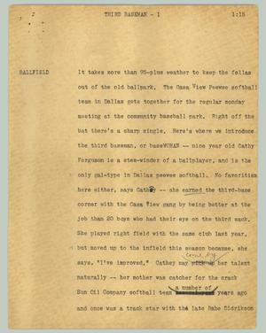Primary view of object titled '[News Script: Third baseman]'.