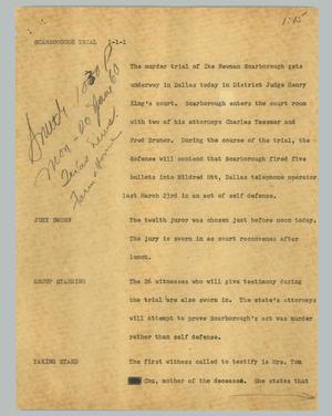Primary view of object titled '[News Script: Scarborough Trial]'.