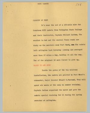 Primary view of object titled '[News Script: ROTC Cadets]'.