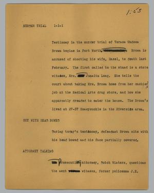 Primary view of object titled '[News Script: Murder trial]'.