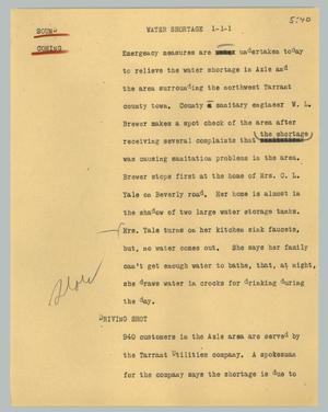 Primary view of object titled '[News Script: Water shortage]'.