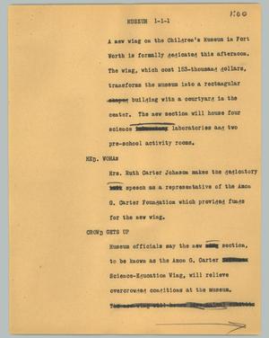 Primary view of object titled '[News Script: Museum]'.