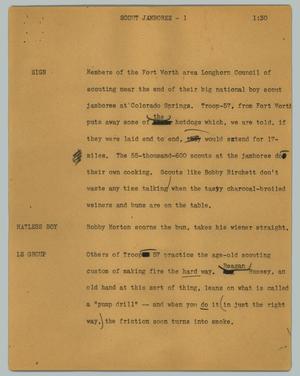 Primary view of object titled '[News Script: Scout jamboree]'.