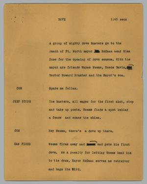 Primary view of object titled '[News Script: Dove]'.