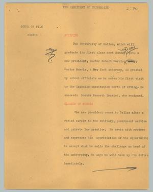 Primary view of object titled '[News Script: New president of university]'.
